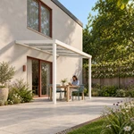 Terrassenüberdachung Plus 4,03 x 2,5 Meter Mattweiß Klarglas moderne Rinne – Gartenleben