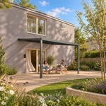 Terrassenüberdachung Plus 4 x 3,5 Meter Anthrazit klares Glas moderne Rinne – Gartenleben