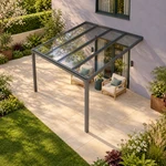 Terrassenüberdachung Plus 4 x 4 Meter Anthrazit klares Glas moderne Rinne – Dachansicht