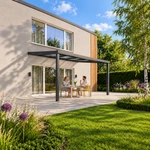 Terrassenüberdachung Plus 5,03 x 3,5 Meter Anthrazit Klarglas moderne Rinne – Gartenleben