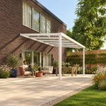 Terrassenüberdachung Plus 5,03 x 3,5 Meter Mattweiß Klarglas moderne Rinne – Gartenleben