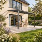 Terrassenüberdachung Plus 5 x 4 Meter Anthrazit Klarglas moderne Rinne – Gartenleben