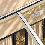 Terrassenüberdachung Plus 5,03 x 4 Meter Mattweiß Klarglas moderne Rinne – Verbindungsdetail