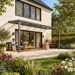 Terrassenüberdachung Plus 6 x 2,5 Meter Anthrazit klares Glas moderne Rinne – Gartenleben