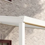 Terrassenüberdachung Plus 6,03 x 2,5 Meter Mattweiß Klarglas moderne Rinne – Rinnendetail