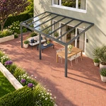 Terrassenüberdachung Plus 6 x 3,5 Meter Anthrazit klares Glas moderne Rinne – Gartenblick