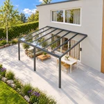 Terrassenüberdachung Plus 6 x 4 Meter Anthrazit Klarglas moderne Rinne – Dachansicht