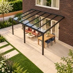 Terrassenüberdachung Glasdach 6,03 x 4,0 Meter Mattschwarz – Produktansicht 4