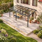 Terrassenüberdachung Plus 7 x 3 Meter Anthrazit klares Glas moderne Rinne – Dachansicht