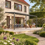 Terrassenüberdachung Plus 7 x 3 Meter Anthrazit klares Glas moderne Rinne – Gartenleben