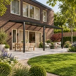 Terrassenüberdachung Plus 7,03 x 3,0 Meter Mattschwarz Klarglas moderne Rinne – Gartenleben