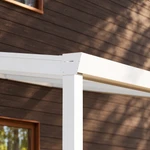 Terrassenüberdachung Plus 7,03 x 3,0 Meter Mattweiß Klarglas moderne Rinne – Rinnendetail
