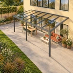 Terrassenüberdachung Plus 7 x 3,5 Meter Anthrazit klares Glas moderne Rinne – Dachansicht