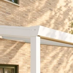 Terrassenüberdachung Plus 7,03 x 3,5 Meter Mattweiß Klarglas moderne Rinne – Rinnendetail