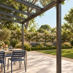 Terrassenüberdachung Plus 8 x 2,5 Meter Anthrazit klares Glas moderne Rinne – Unteransicht