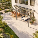 Terrassenüberdachung Plus 8 x 2,5 Meter Anthrazit klares Glas moderne Rinne – Dachansicht