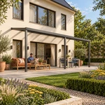 Terrassenüberdachung Plus 8 x 2,5 Meter Anthrazit klares Glas moderne Rinne – Gartenleben