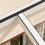 Terrassenüberdachung Plus 8,03 x 2,5 Meter Mattweiß Klarglas moderne Rinne – Verbindungsdetail