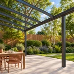 Terrassenüberdachung Plus 8 x 3 Meter Anthrazit klares Glas moderne Rinne – Unteransicht