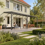 Terrassenüberdachung Plus 8 x 3 Meter Anthrazit klares Glas moderne Rinne – Gartenleben