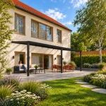 Terrassenüberdachung Plus 8,03 x 3 Meter Mattschwarz Klarglas moderne Rinne – Gartenleben