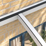 Terrassenüberdachung Plus 8,03 x 3,0 Meter Mattweiß Klarglas moderne Rinne – Verbindungsdetail
