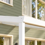 Terrassenüberdachung Plus 8,03 x 3,5 Meter Mattweiß Klarglas moderne Rinne – Rinnendetail