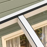 Terrassenüberdachung Plus 8,03 x 3,5 Meter Mattweiß Klarglas moderne Rinne – Verbindungsdetail