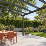 Terrassenüberdachung Plus 8 x 4 Meter Anthrazit klares Glas moderne Rinne – Gartenblick