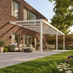 Terrassenüberdachung Plus 8,03 x 4 Meter Mattweiß Klarglas moderne Rinne – Gartenleben