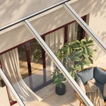 Terrassenüberdachung Plus 9,03 x 2,5 Meter Mattweiß Klarglas moderne Rinne – Glasdetail