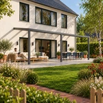 Terrassenüberdachung Plus 9,03 x 3,0 Meter Anthrazit Klarglas moderne Rinne – Gartenleben