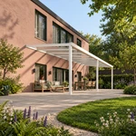 Terrassenüberdachung Plus 9,03 x 3,5 Meter Matt weiß Klarglas moderne Rinne – Gartenleben