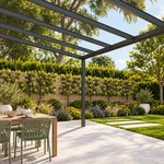 Terrassenüberdachung Plus 9 x 4 Meter Anthrazit klares Glas moderne Rinne – Unteransicht