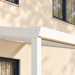 Terrassenüberdachung Plus 10,03 x 2,5 Meter Mattweiß Opal-Polycarbonat moderne Rinne – Eckdetail