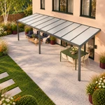 Terrassenüberdachung Plus 10,03 x 3,0 Meter Anthrazit Opal-Polycarbonat moderne Rinne – Dachansicht