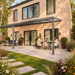 Terrassenüberdachung Plus 10,03 x 3,0 Meter Anthrazit Opal-Polycarbonat moderne Rinne – Gartenblick