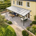 Terrassenüberdachung Plus 10 x 3,5 Meter Anthrazit opales Polycarbonat moderne Rinne – Dachansicht