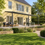 Terrassenüberdachung Plus 10 x 3,5 Meter Anthrazit opales Polycarbonat moderne Rinne – Gartenleben