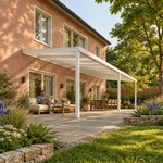 Terrassenüberdachung Plus 10,03 x 3,5 Meter Mattweiß Opal-Polycarbonat moderne Rinne – Gartenleben