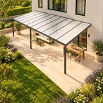 Terrassenüberdachung Plus 10 x 4 Meter Anthrazit opales Polycarbonat moderne Rinne – Dachansicht