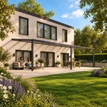 Terrassenüberdachung Plus 10 x 4 Meter Anthrazit opales Polycarbonat moderne Rinne – Gartenleben