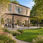 Terrassenüberdachung Plus 10,03 x 4,0 Meter Mattschwarz Opal-Polycarbonat moderne Rinne – Gartenleben