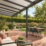 Terrassenüberdachung Plus 11,03 x 2,5 Meter Anthrazit Opal-Polycarbonat moderne Rinne – Unteransicht