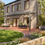 Terrassenüberdachung Plus 11,03 x 2,5 Meter Anthrazit Opal-Polycarbonat moderne Rinne – Seitenansicht