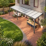 Terrassenüberdachung Plus 11,03 x 2,5 Meter Anthrazit Opal-Polycarbonat moderne Rinne – Dachansicht