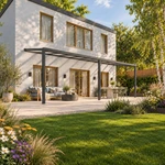 Terrassenüberdachung Plus 11,03 x 3 Meter Anthrazit Opal Polycarbonat moderne Rinne – Gartenblick