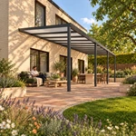 Terrassenüberdachung Plus 11,03 x 4 Meter Anthrazit Opal Polycarbonat moderne Rinne – Gartenleben