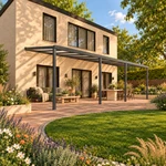Terrassenüberdachung Plus 11,03 x 4 Meter Anthrazit Opal Polycarbonat moderne Rinne – Gartenblick