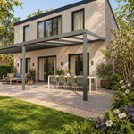 Terrassenüberdachung Plus 12,03 x 4 Meter Anthrazit Opal-Polycarbonat moderne Rinne – Gartenblick